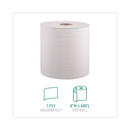 Windsoft Hardwound Paper Towels, 1 Ply, Continuous Roll Sheets, 800 ft, White, 6 PK WIN12906